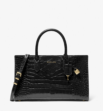 Scarlett Medium Crocodile Embossed Patent Leather Satchel