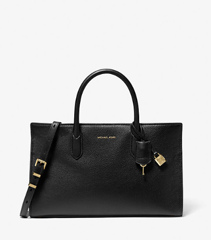 Scarlett Medium Leather Satchel - Black