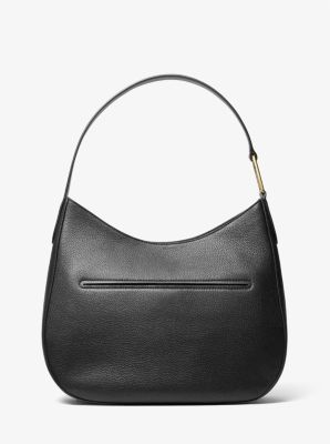 Kensington Large Pebbled Leather Hobo Shoulder Bag - Black