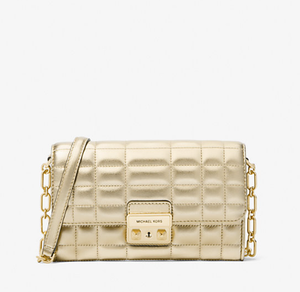 Tribeca Metallic Leather Convertible Crossbody Bag - Pale Gold