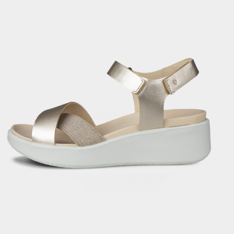 Flowt Wedge Cork Sandal - White/Gold