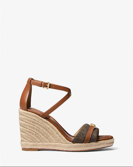 Mandy Signature Logo and Leather Wedge Sandal