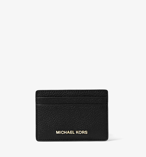 Pebbled Leather Card Case - Black