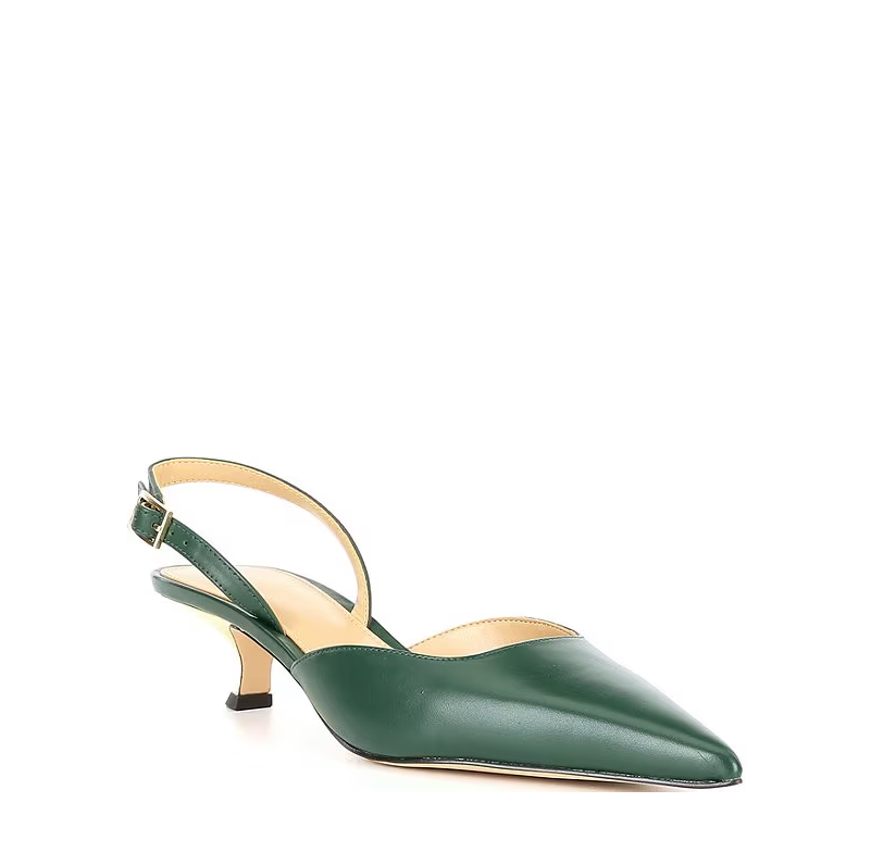 Luna Leather Slingback Kitten Pump - Bosco