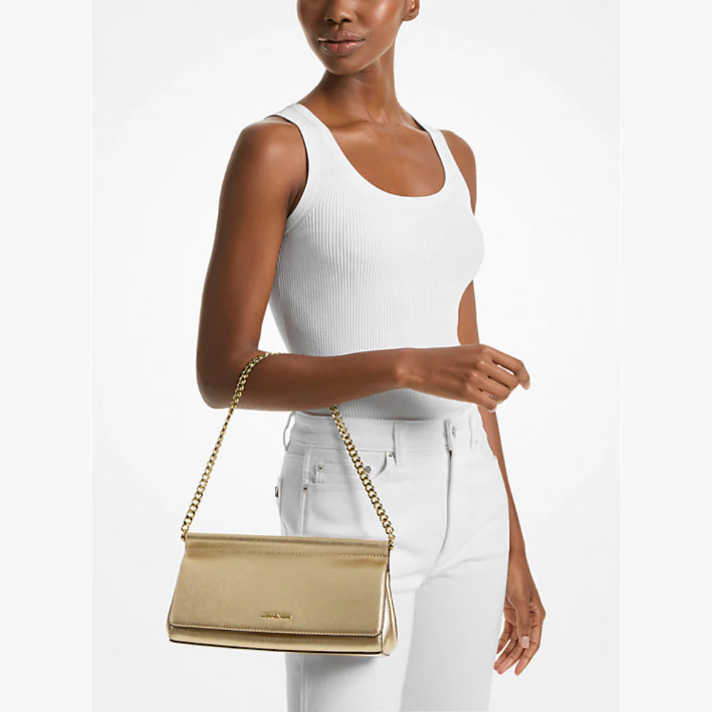 Carmine Medium Metallic Pebbled Leather Pochette