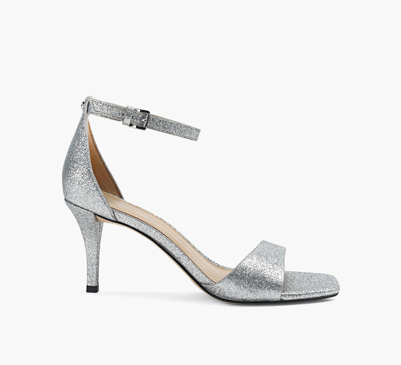 Jaida Heeled Sandal Glitter Embellished Leather Silver