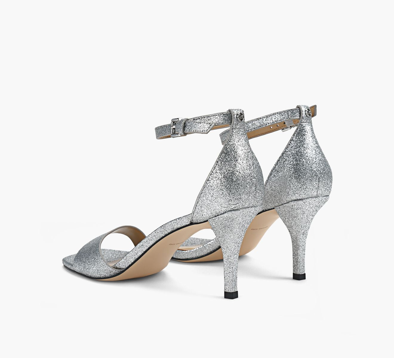 Jaida Heeled Sandal Glitter Embellished Leather Silver