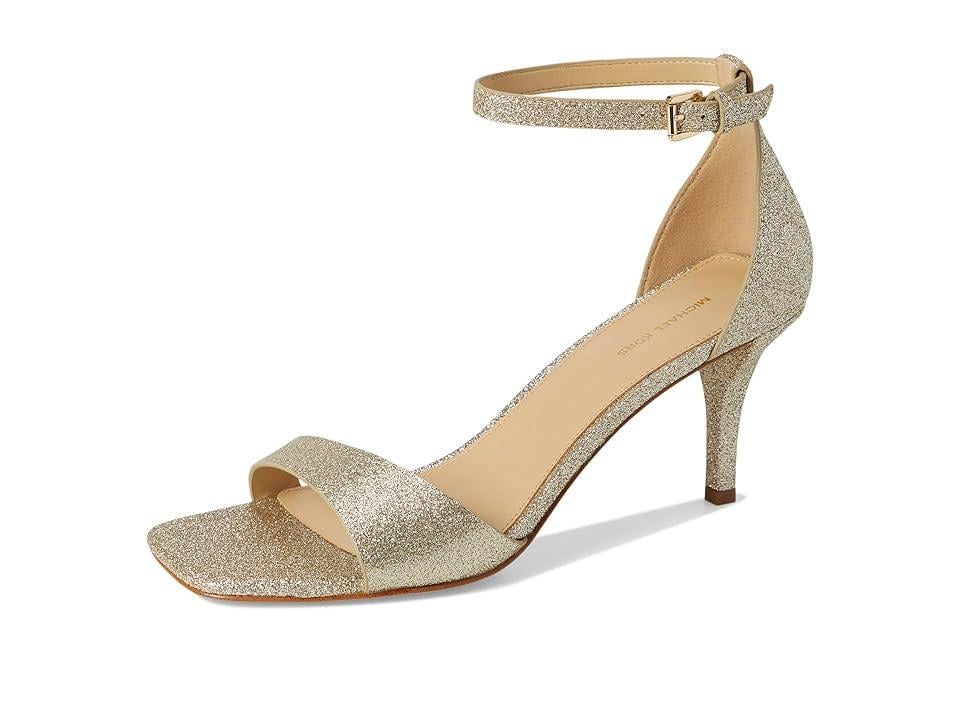 Jaida Heeled Sandal Glitter Embellished Leather Pale Gold