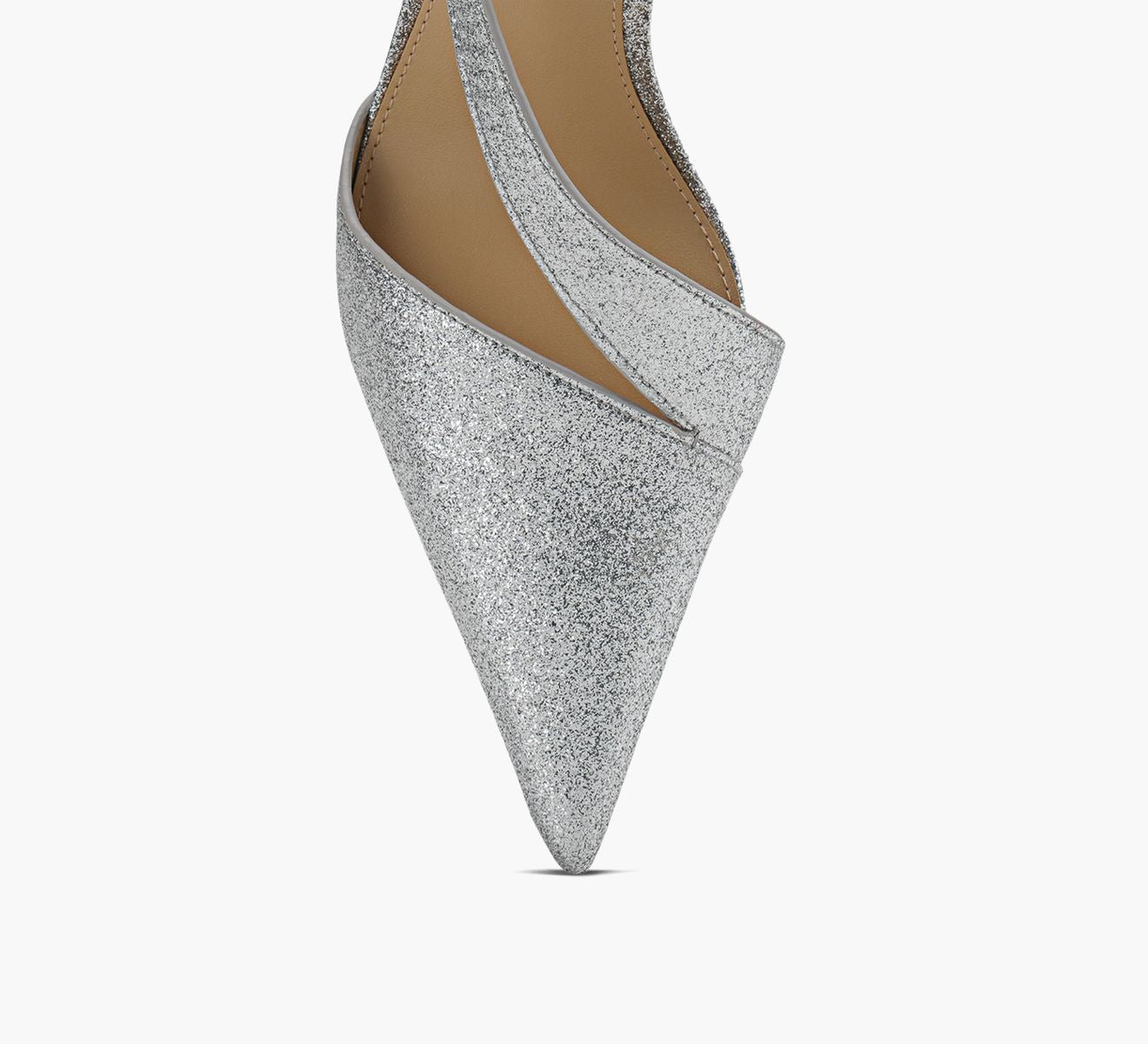 Jaida Glitter Embellished Leather Pump Silver