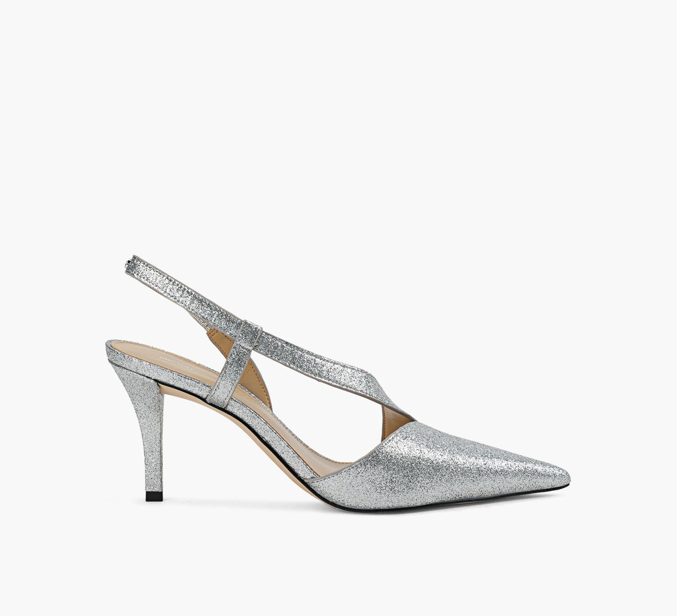 Jaida Glitter Embellished Leather Pump Silver