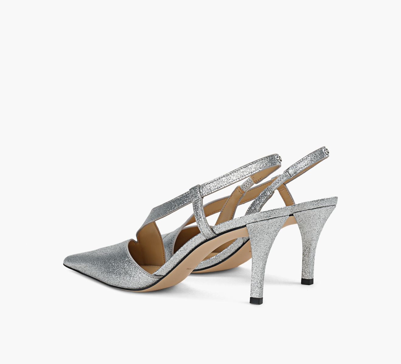 Jaida Glitter Embellished Leather Pump Silver