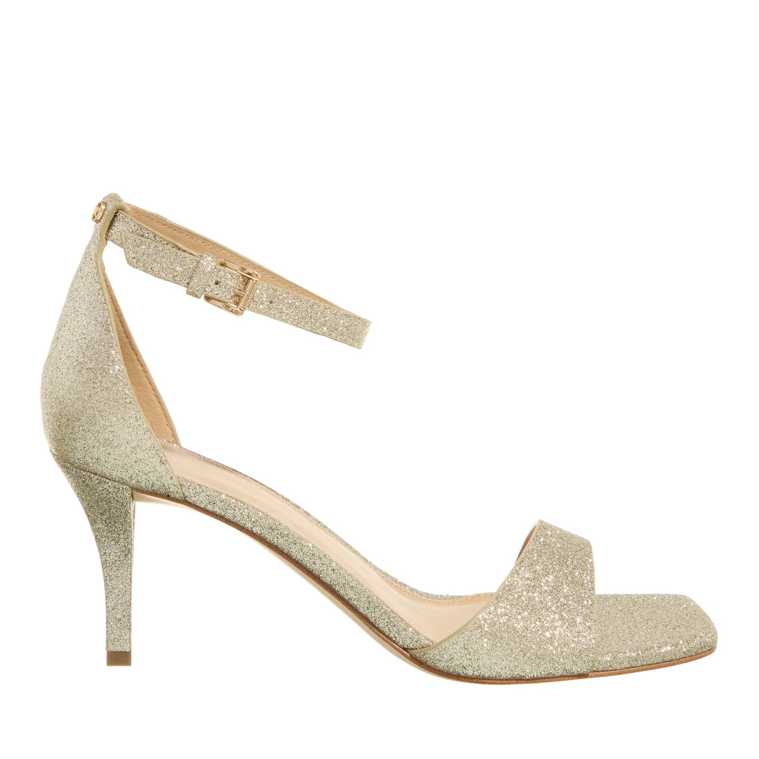 Jaida Heeled Sandal Glitter Embellished Leather Pale Gold