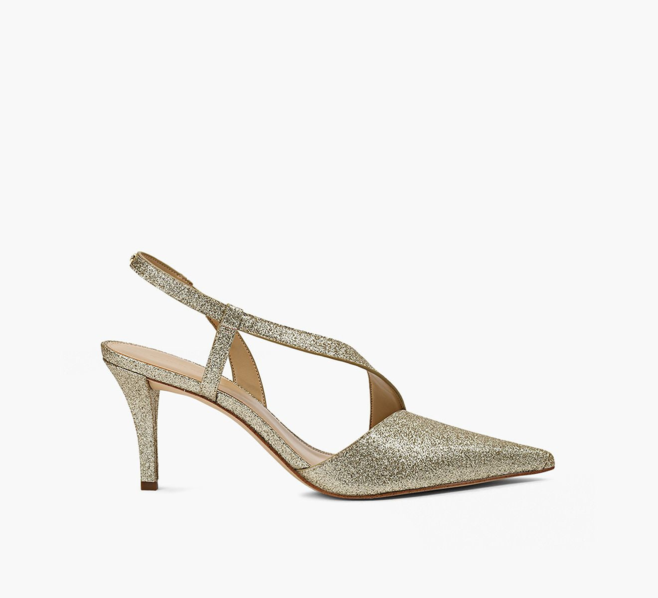 Jaida Glitter Embellished Leather Pump Pale Gold
