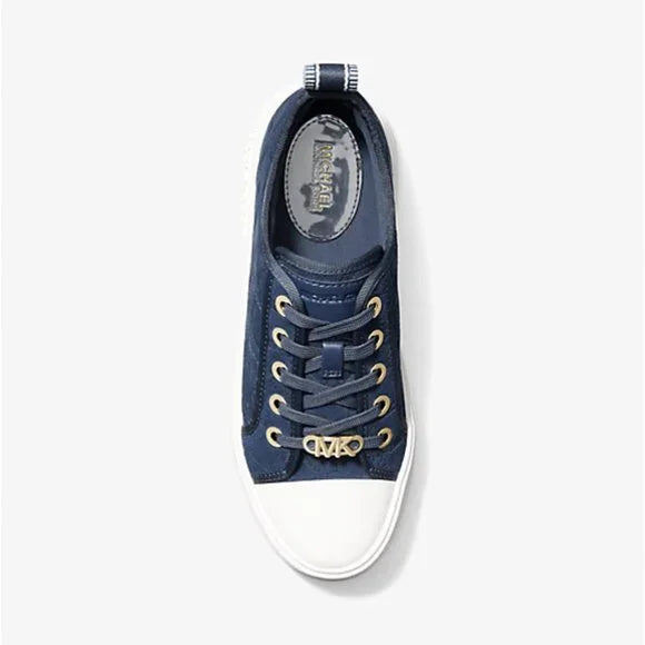 Evy Empire Logo Embossed Suede Sneaker - Navy