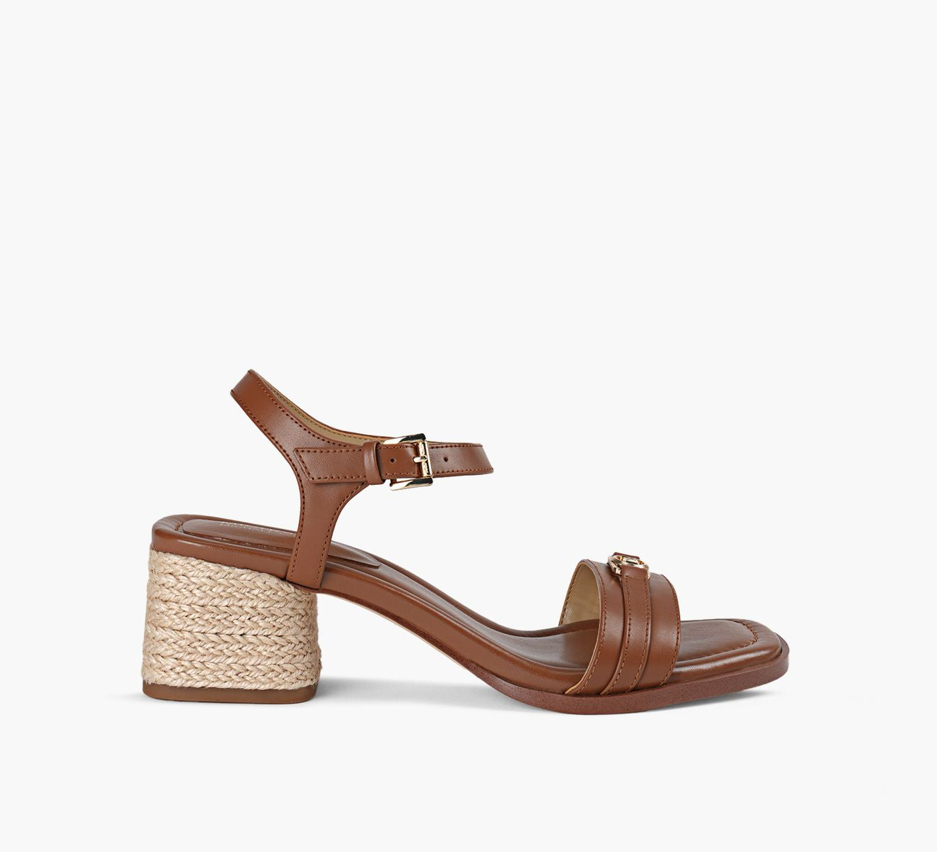 Mandy Mid Leather Sandal - Luggage