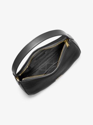 Kensington Large Pebbled Leather Hobo Shoulder Bag - Black