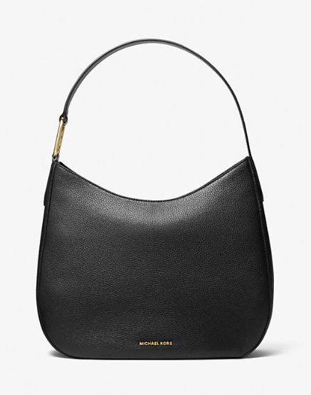 Kensington Large Pebbled Leather Hobo Shoulder Bag - Black