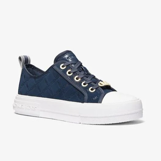 Evy Empire Logo Embossed Suede Sneaker - Navy