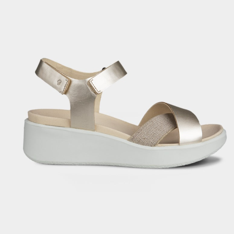 Flowt Wedge Cork Sandal - White/Gold