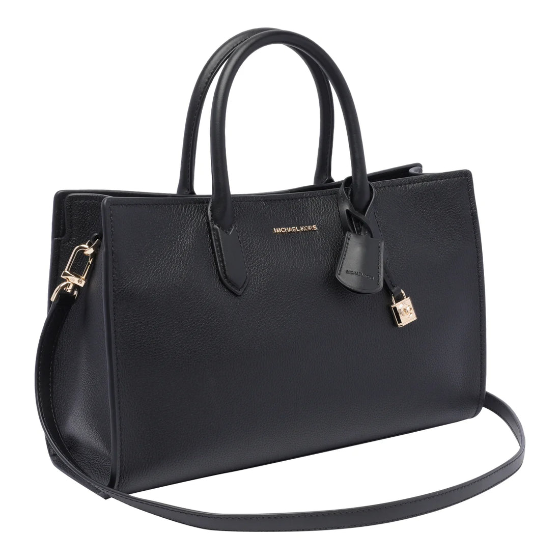 Scarlett Medium Leather Satchel - Black