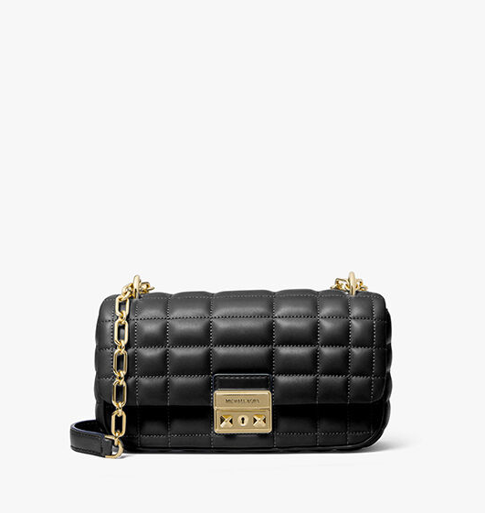 Tribeca Small Quilted Leather Shoulder Bag - Black