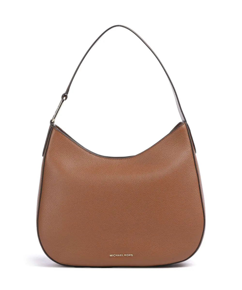 Kensington Large Pebbled Leather Hobo Shoulder Bag - Luggage