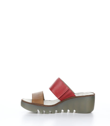 BESY357FLY - Tan / Cherry Red