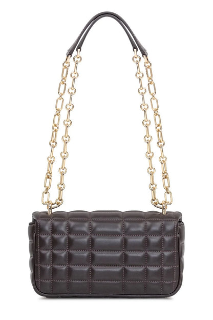 Tribeca Small Quilted Leather Shoulder Bag - Chocolate