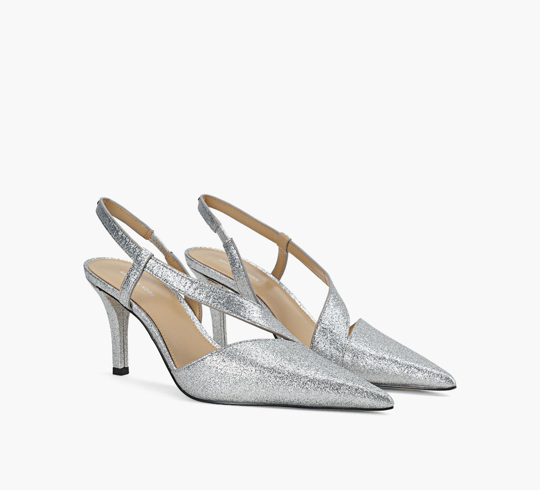 Jaida Glitter Embellished Leather Pump Silver