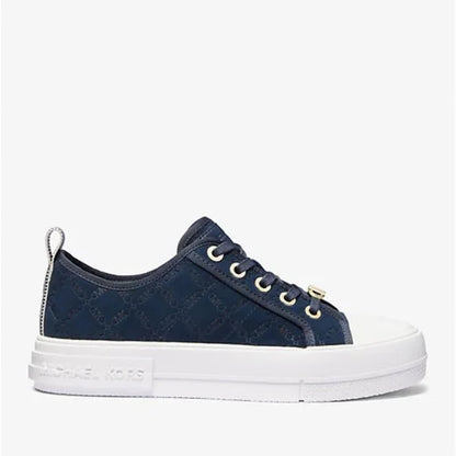 Evy Empire Logo Embossed Suede Sneaker - Navy