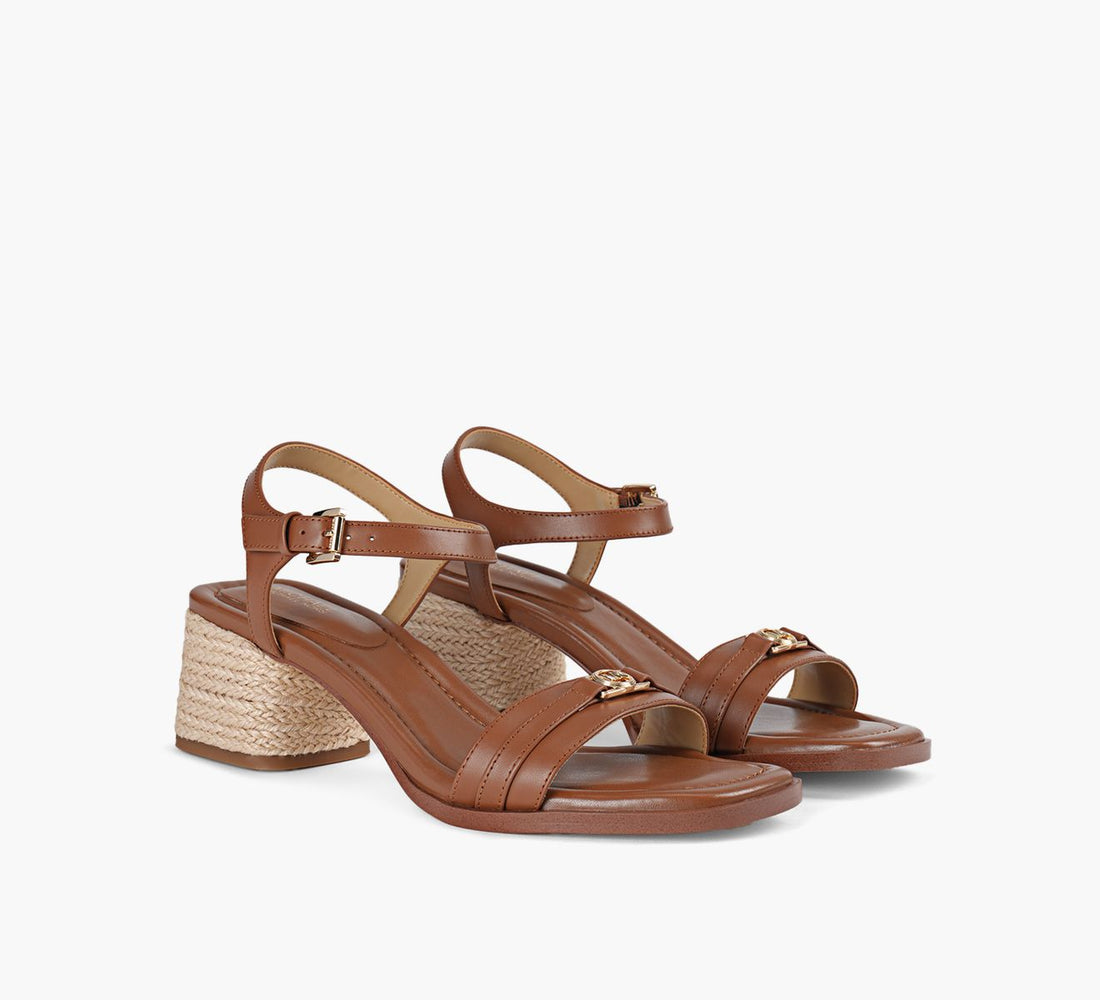 Mandy Mid Leather Sandal - Luggage
